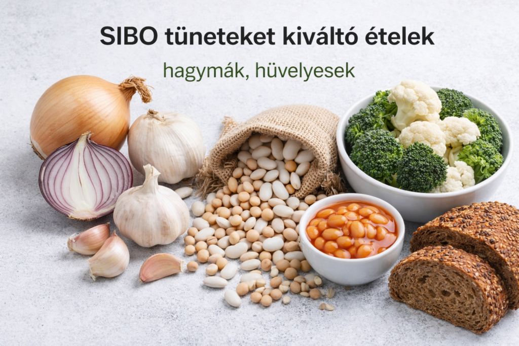 SIBO tüneteket kiváltó ételek – hagyma, fokhagyma, hüvelyesek és puffadást okozó ételek